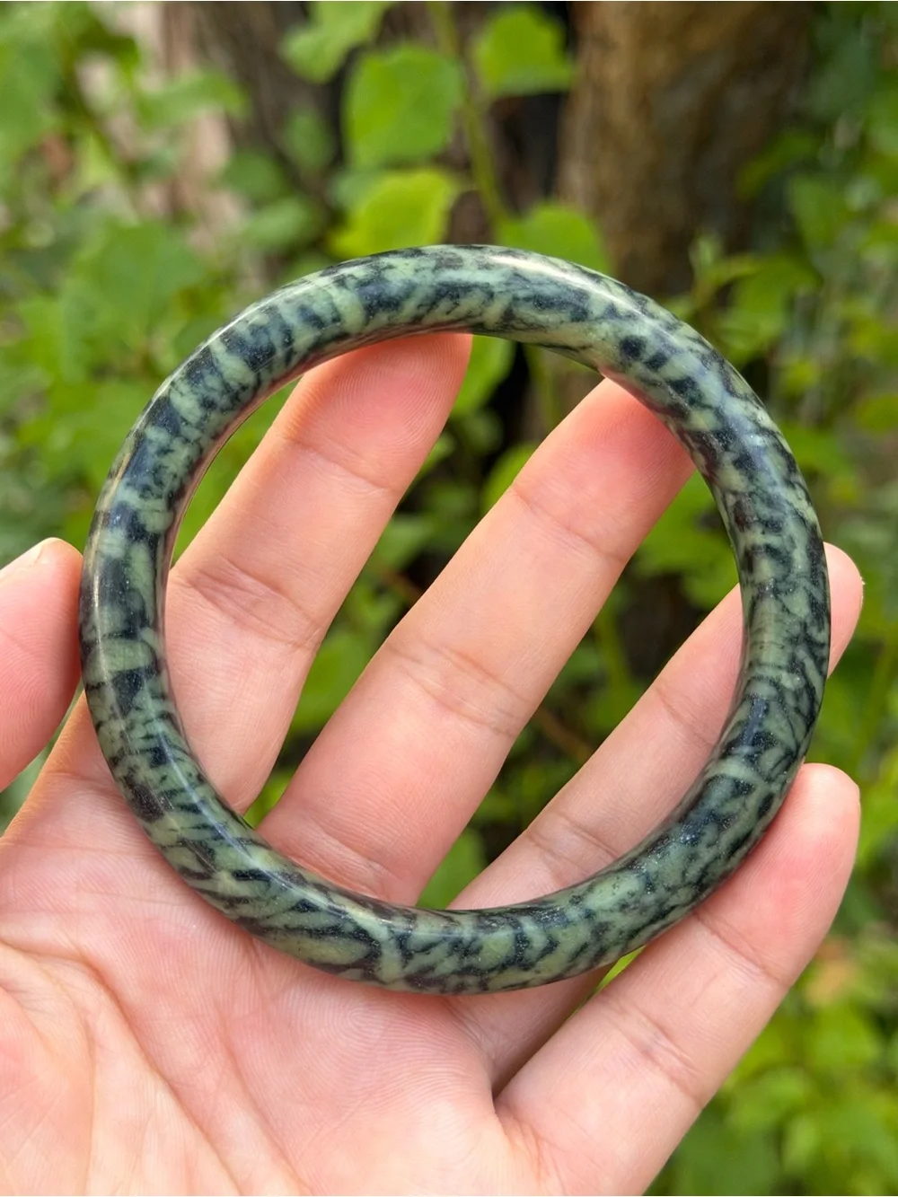 63mm inner diameter leopard skin xiuyu jade bangle 1735